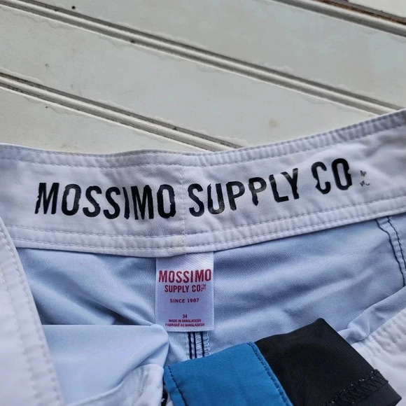 Mossimo Supply Co. Men's Blue White Striped Board Swim Surf Shorts Pockets Sz M - Picture 9 of 10